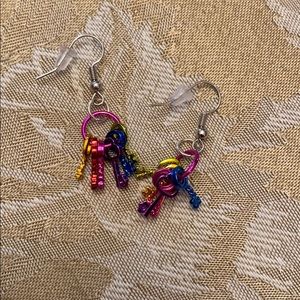 Rainbow key earrings